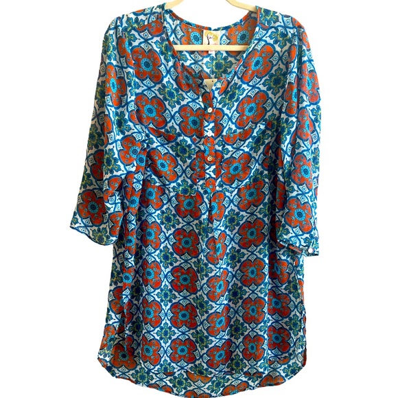fig and flower Tops - Anthropologie Fig & Flower Womens Sz XL Sheer Boho Top Tunic Blouse/Dress NWT